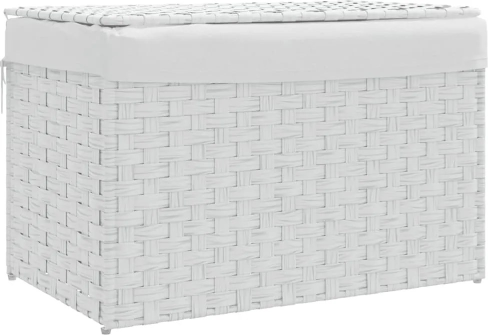 vidaXL Coș de rufe cu capac, alb, 55,5x35x34 cm, poliratan