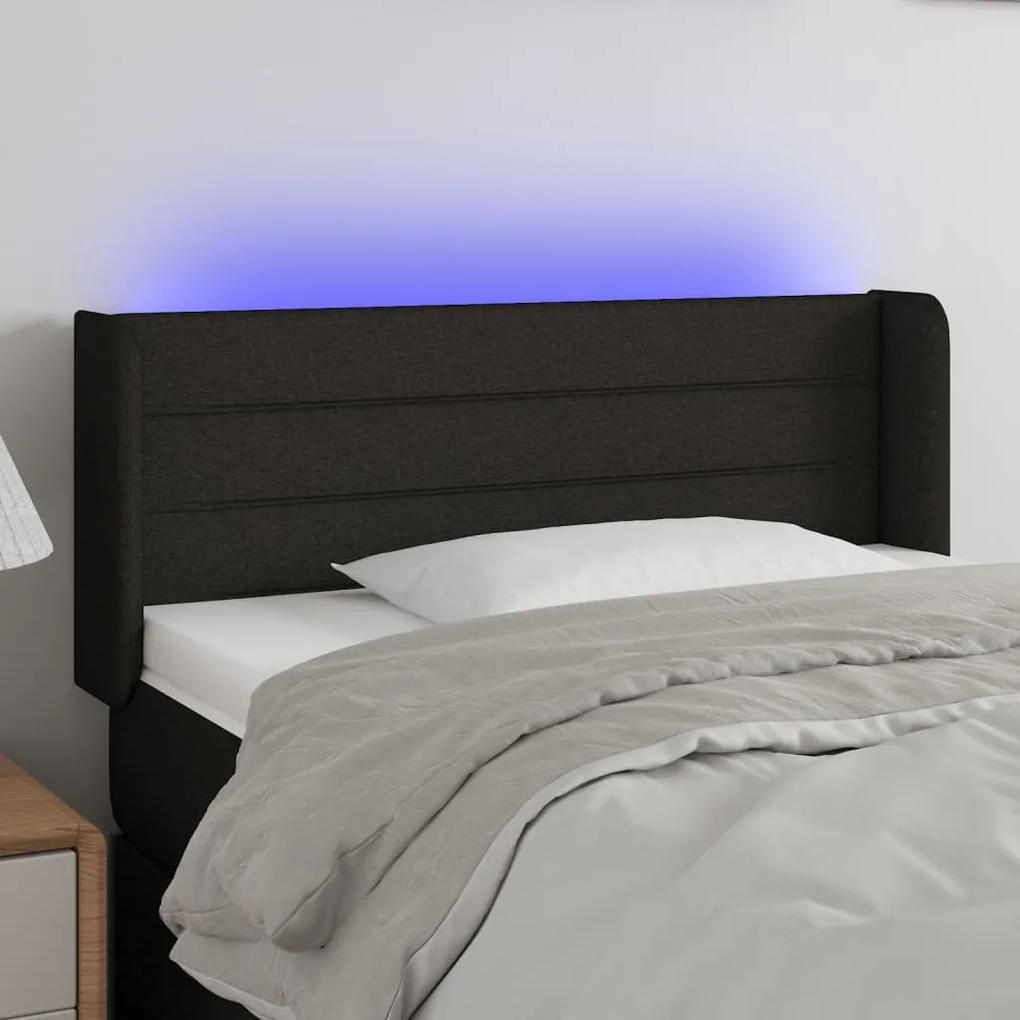 3123352 vidaXL Tăblie de pat cu LED, negru, 83x16x78/88 cm, textil