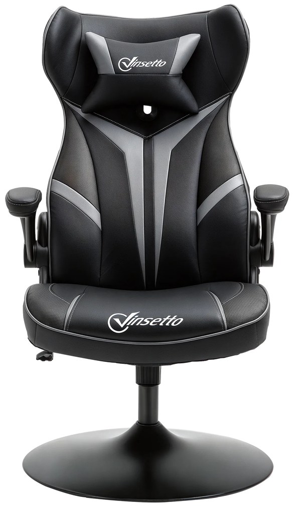 Vinsetto Scaun gamer scaun de joc gaming pivotant la 360° ergonomic înălțime reglabilă brațe rabatabile pernă tăiere incluse înveliș similicuir 67 x 70 x 106-112 cm gri deschis și negru | Aosom Romania