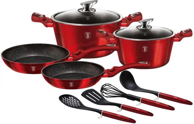 Set oale marmorate 10 piese Burgundy Metalic Line Berlinger Haus BH 6141