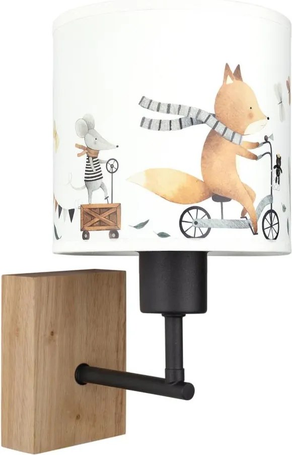 Brilagi - Lampă de perete BOBO WOOD 1xE27/25W/230V stejar/negru/alb/cu animale
