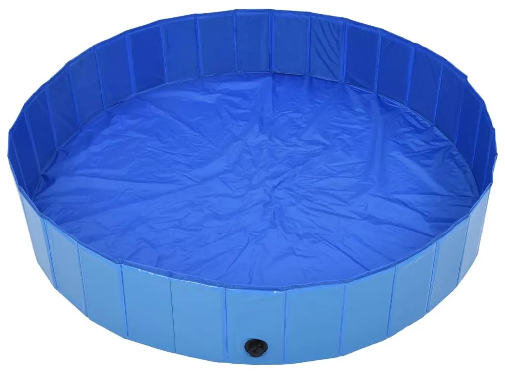 Piscina pentru caini pliabila, albastru, 160 x 30 cm, PVC