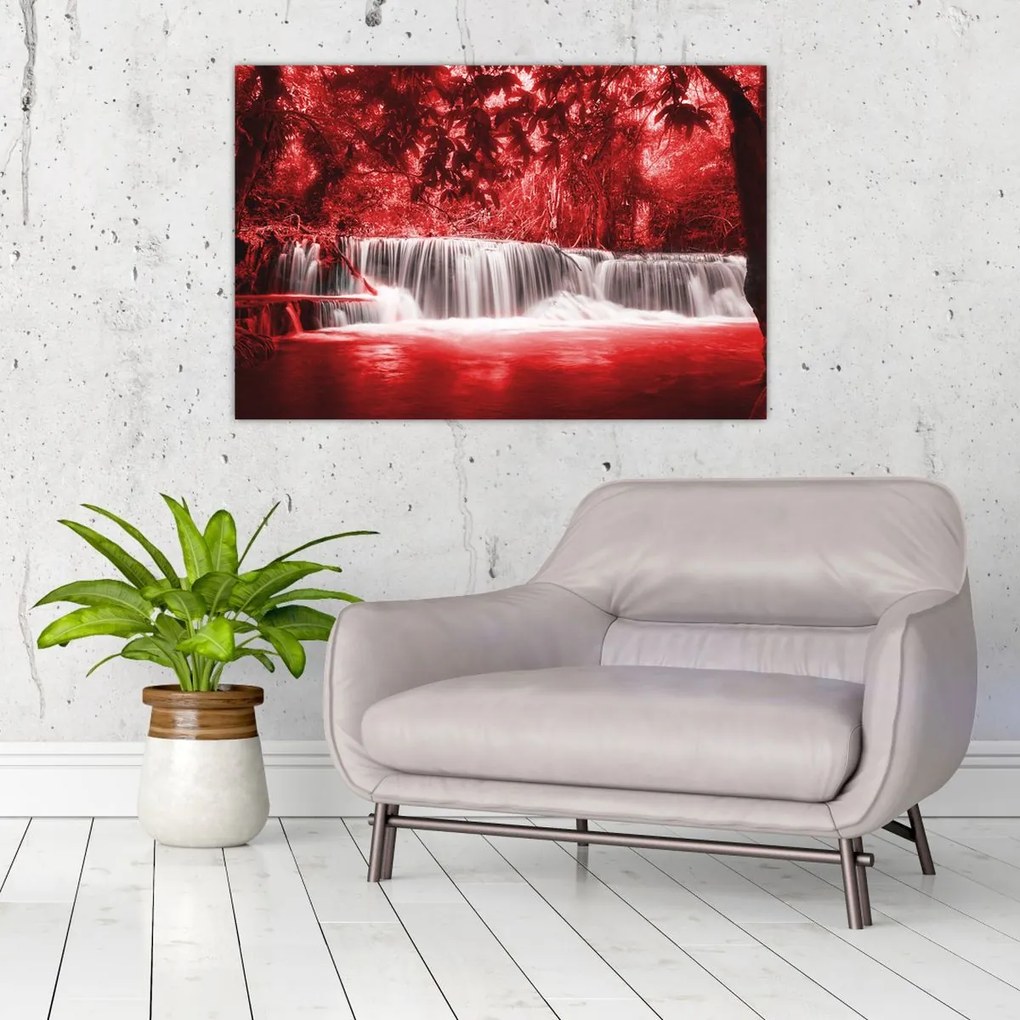 Tablou - Cascadă, roșu (90x60 cm)