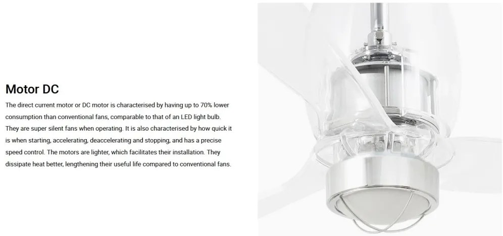 Lustra cu Ventilator si telecomanda ETERFAN M LED transparent