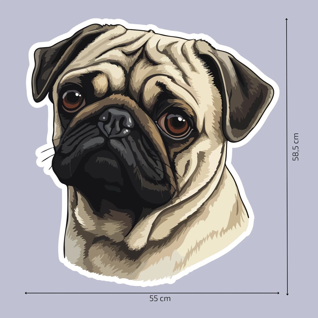 PIPPER. Autocolant Pug Dog mărimea: 60cm