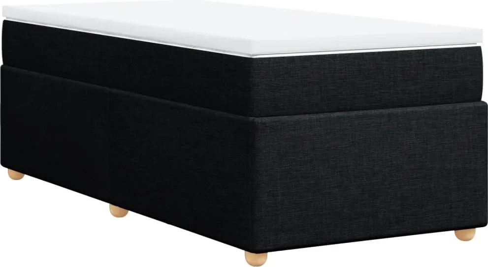 vidaXL Pat box spring cu saltea, negru, 90x190 cm, textil