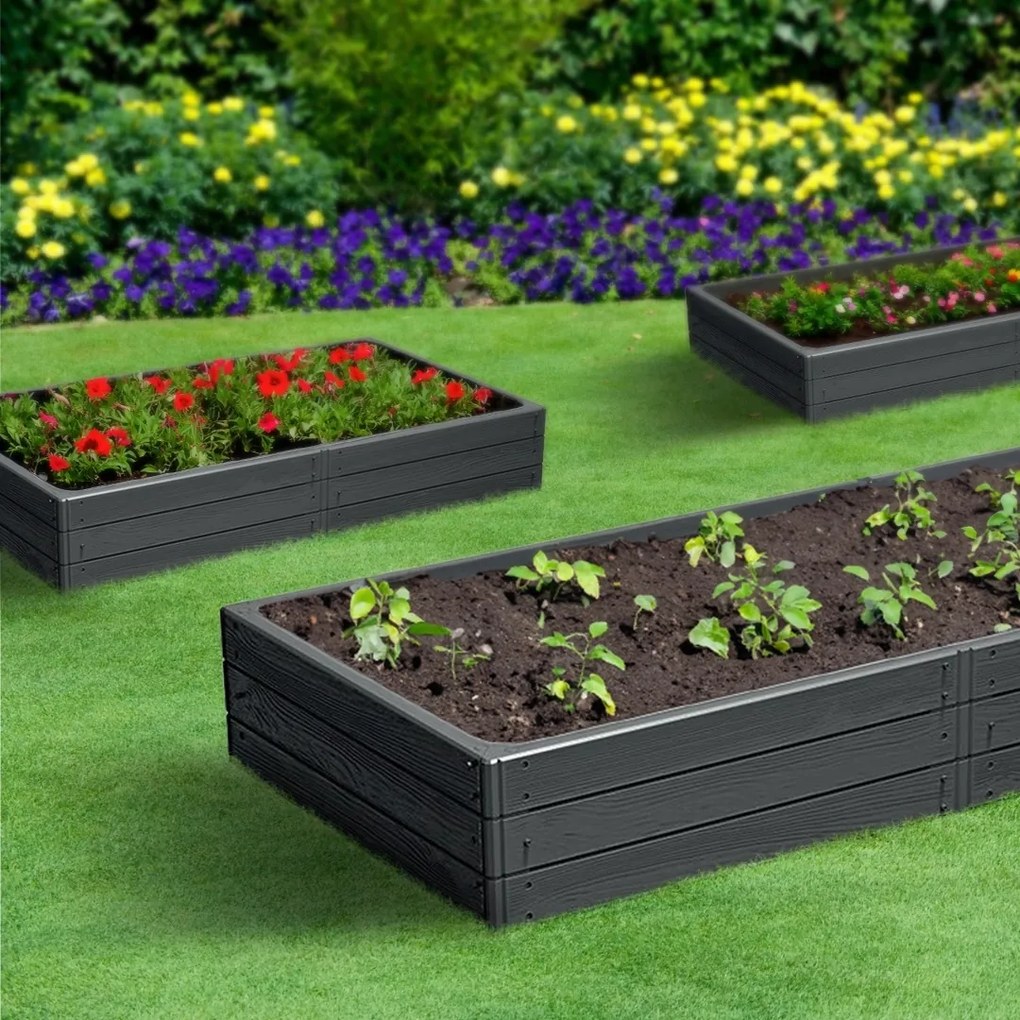 WOODY strat înălțat din plastic pentru grădină 149x75,6x25cm, antracit Prosperplast