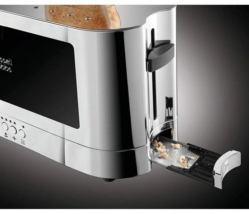 Russell Hobbs Elegance Toaster 23380-56, 1420W, 2 fileuri, 6 grade, Lift & Look, Inox/negrit