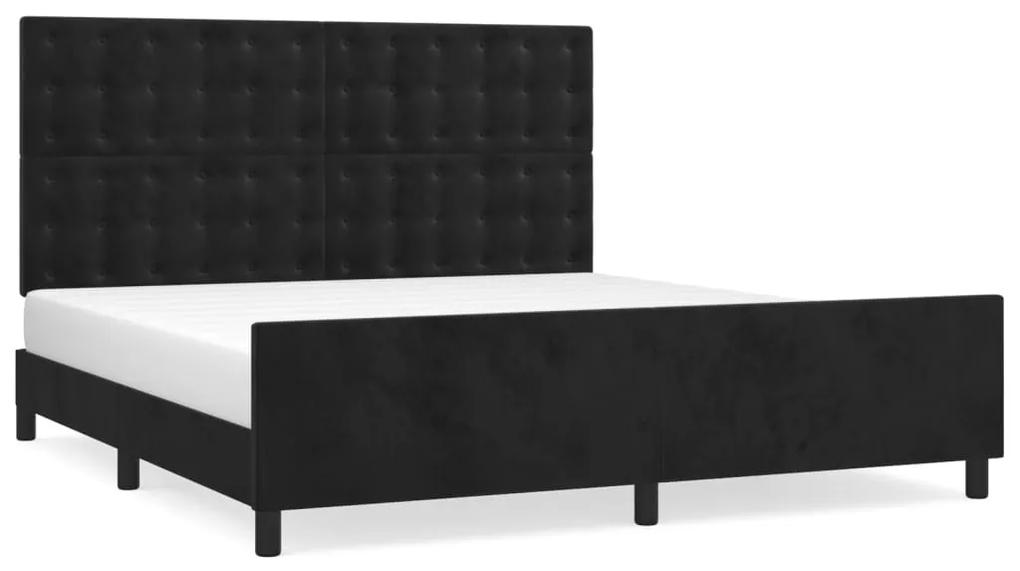 3126009 vidaXL Cadru de pat cu tăblie, negru, 160x200 cm, catifea
