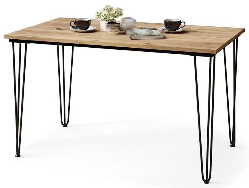 Masă de dining HALIJA cu decor stejar craft