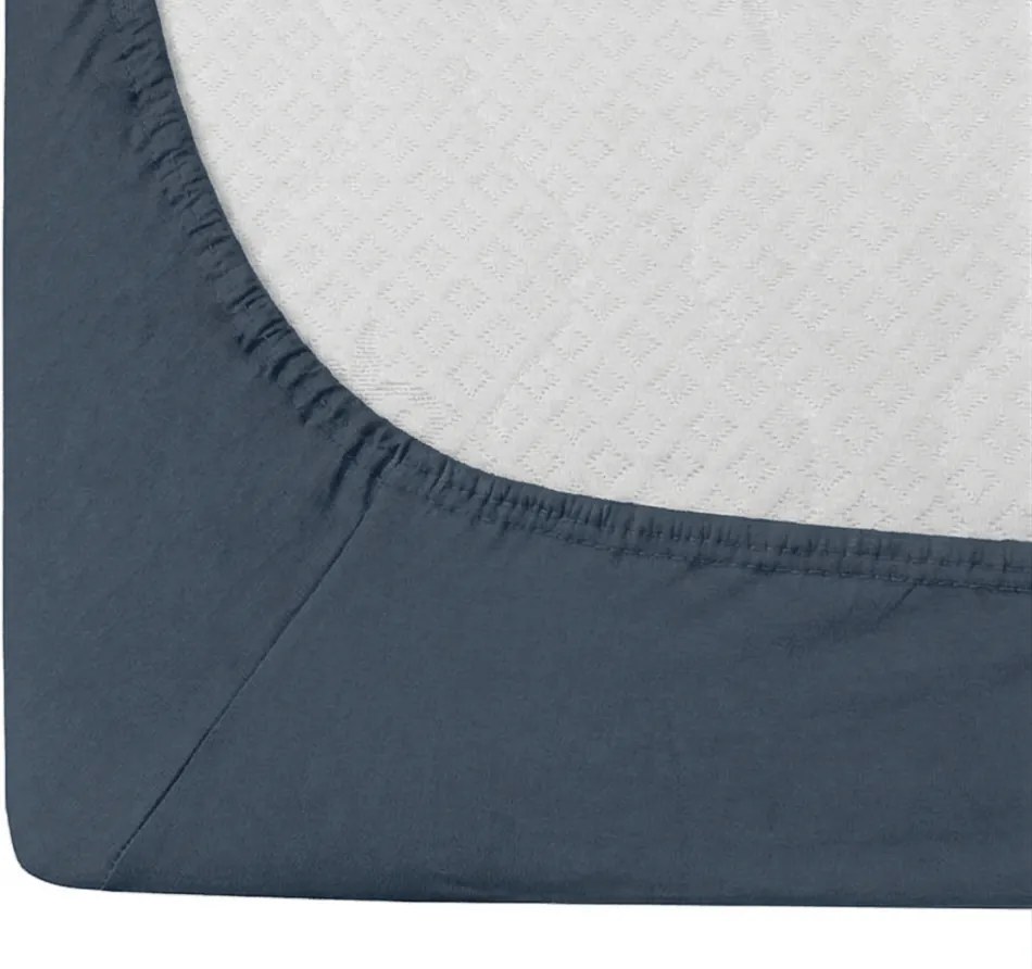 Cearsaf din bumbac cu elastic STANDARD 90 x 200 cm albastru-cenusiu