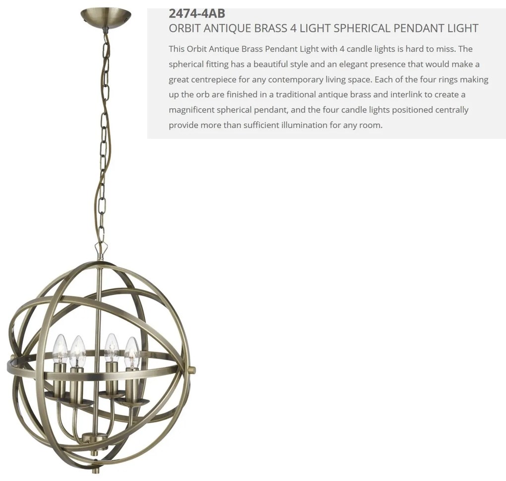 Lustra suspendata stil traditional Orbit alama antic 2474-4AB SRT