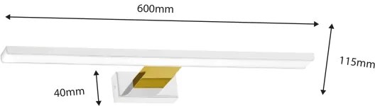 Corp de iluminat LED pentru oglindă de baie SHINE, 13,8 W, 230 V, 60 cm, IP44, alb/auriu
