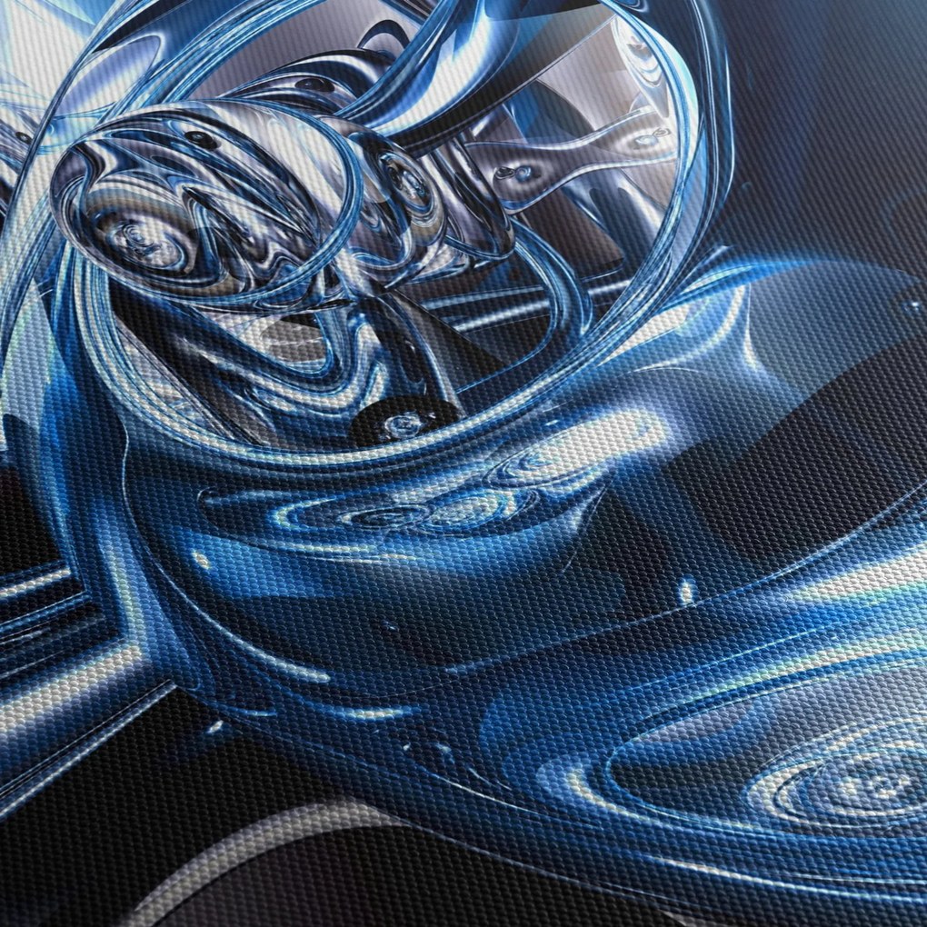 Tablou cu abstracție - cercuri (cu ceas) (90x30 cm)