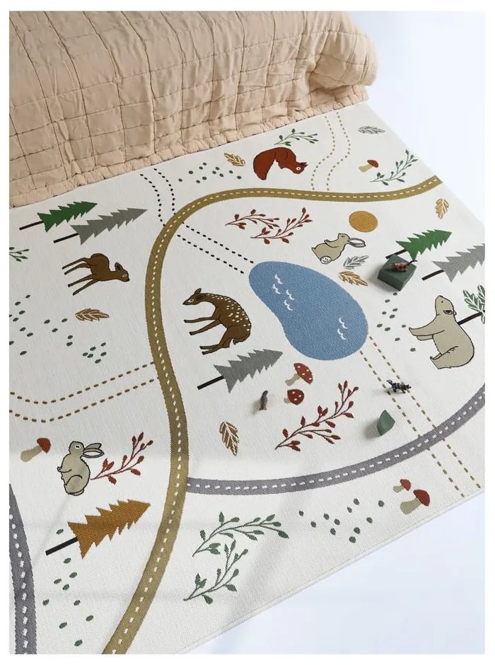 Covor de joacă pentru copii crem 123x180 cm Little Forest – Nattiot