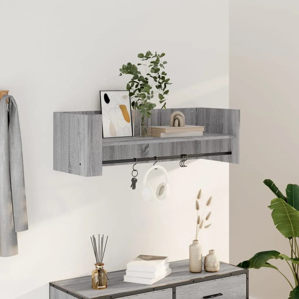 vidaXL Raft de perete, gri sonoma, 100x35x30,5 cm, lemn prelucrat