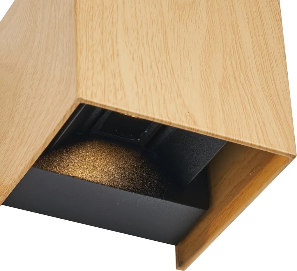 Lampă scandinavă de exterior cu imprimeu de lemn, cu LED IP54 - Edwin