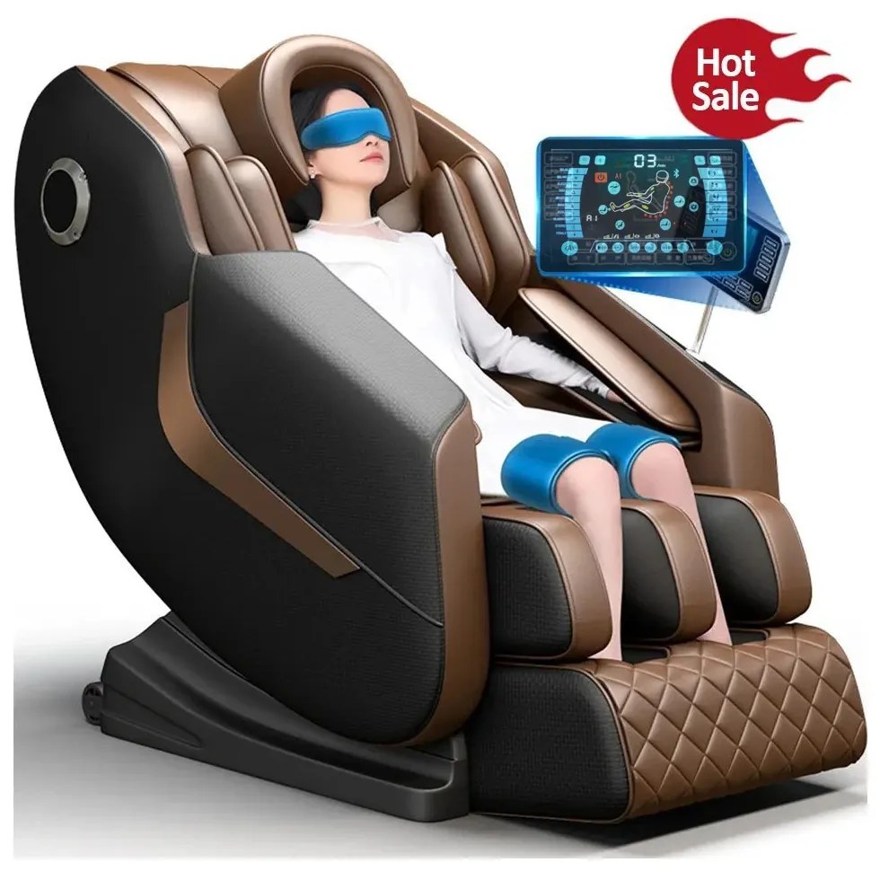 Fotoliu de Masaj GAIUS ULTRA PREMIUM – Tehnologie, Relaxare și Eleganță - AI Voice, Incalzire, Zero Gravity, difuzoare Bluetooth, Maro