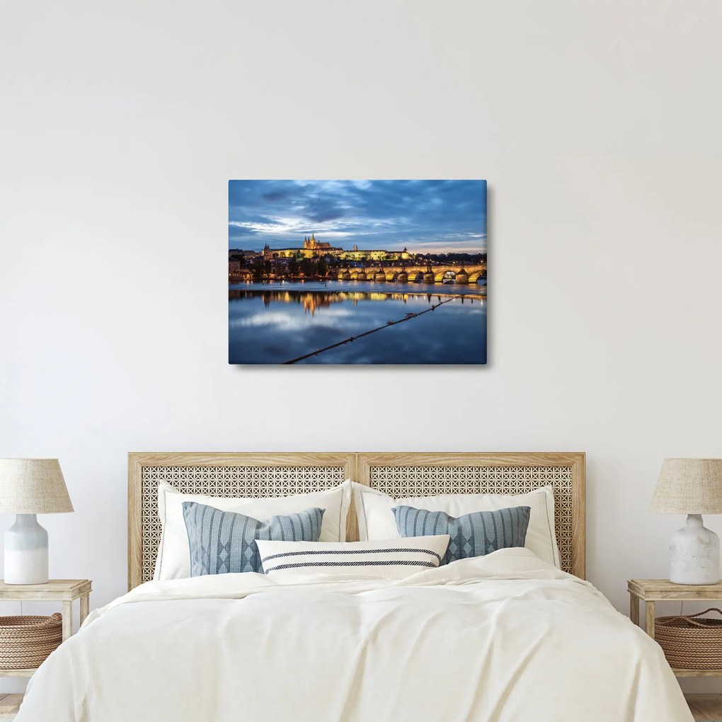 Tablou cu palatul din Praga și podul lui Carol (70x50 cm)