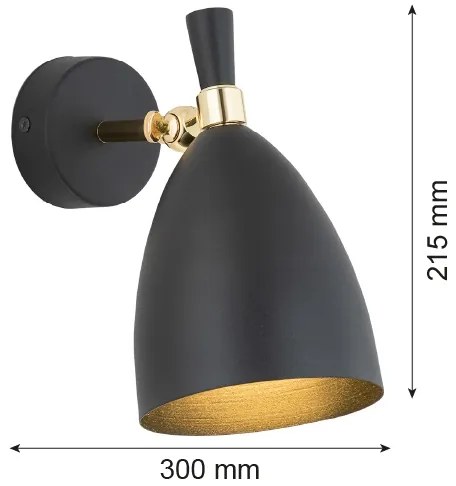 Aplică CHARLOTTE 1xE27/15W/230V neagră/aurie Argon 4701