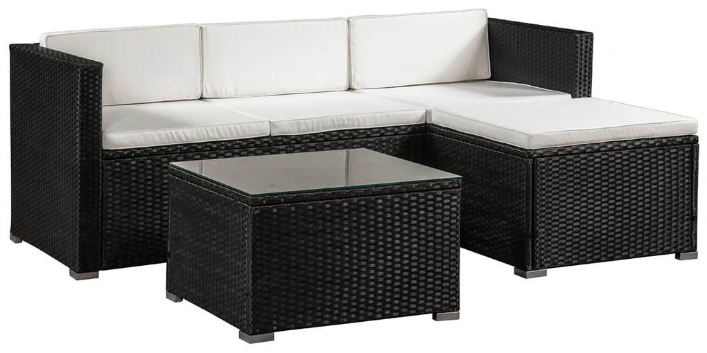 Juskys Set ratan de gradina Punta Cana M - perne negre/crem