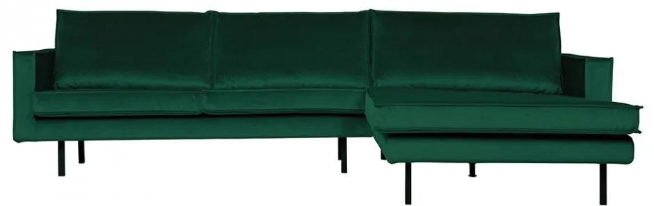 Canapea cu colt verde padure din poliester si metal pentru 3 persoane Rodeo Right Be Pure Home