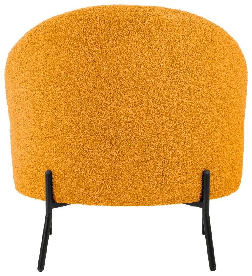 Fotoliu galben ocru cu tapițerie din țesătură bouclé Noble – Leitmotiv