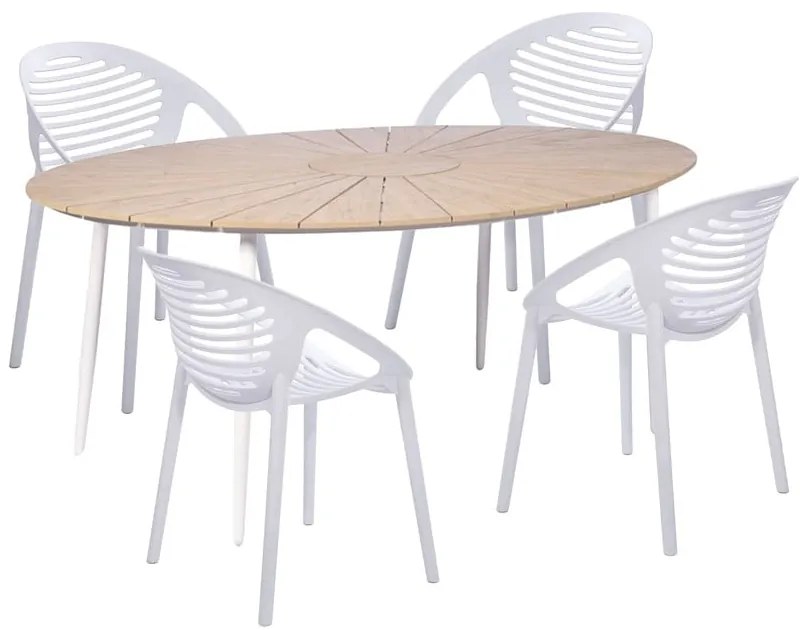 Set de 4 scaune albe Jaanna și masă Marienlist - Bonami Essentials