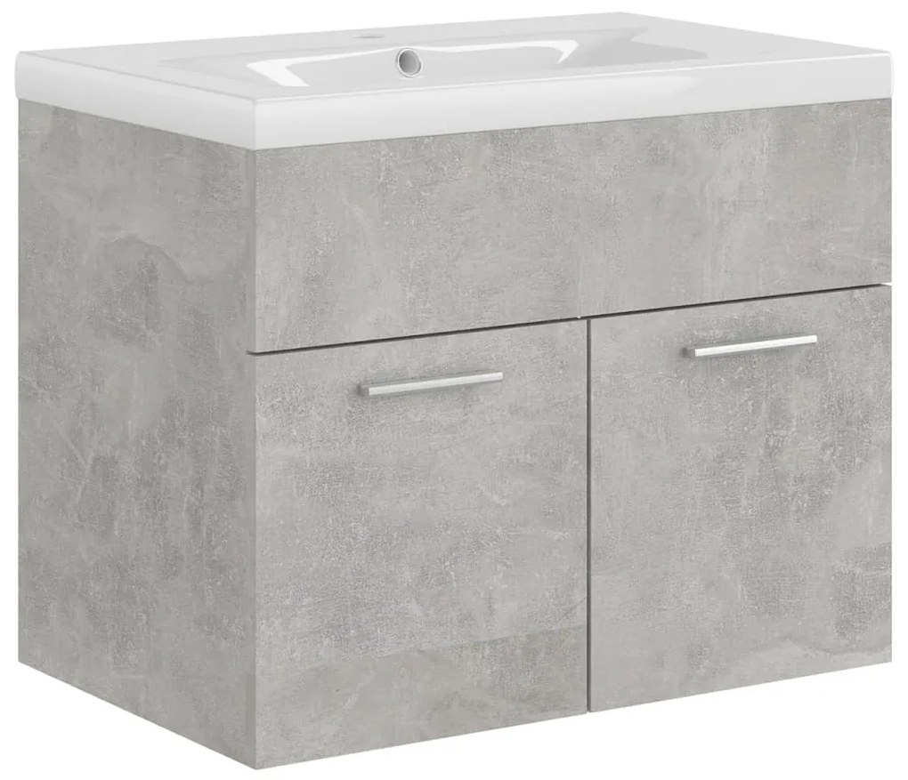 3070824 vidaXL Dulap cu chiuvetă încorporată, gri beton, lemn prelucrat