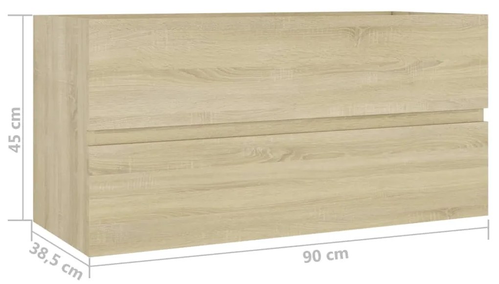 Dulap de chiuveta, stejar sonoma, 90x38,5x45 cm, PAL Stejar sonoma, Dulap pentru chiuveta, 1