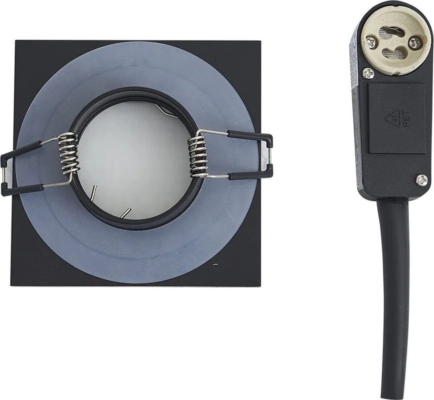 Set de 6 spoturi încastrate moderne negre, rotative și înclinabile IP44 - Qure