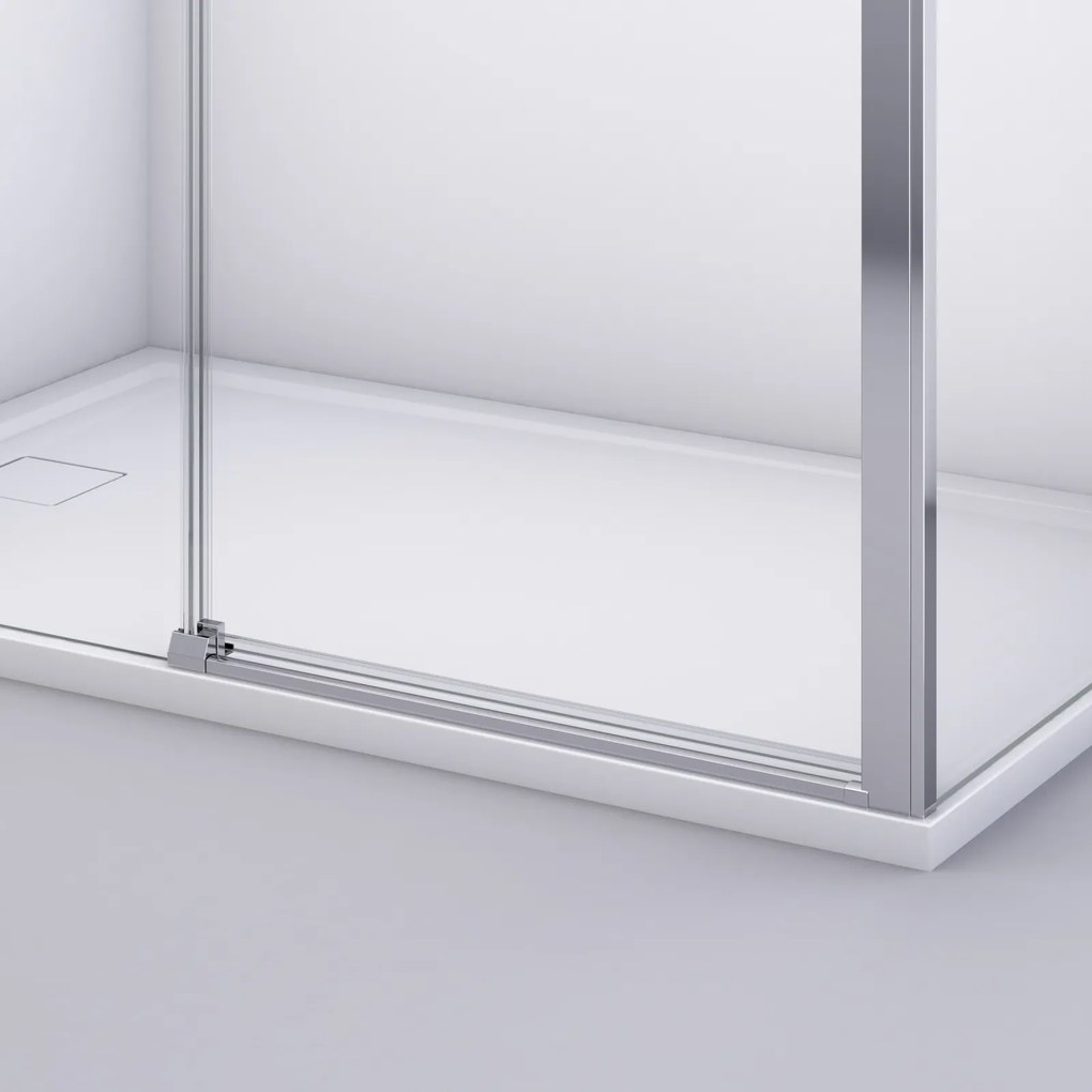 Cabina dus crom 140x100 cm, usa culisanta, grosime sticla 6 mm, tratament anticalcar, Ronal