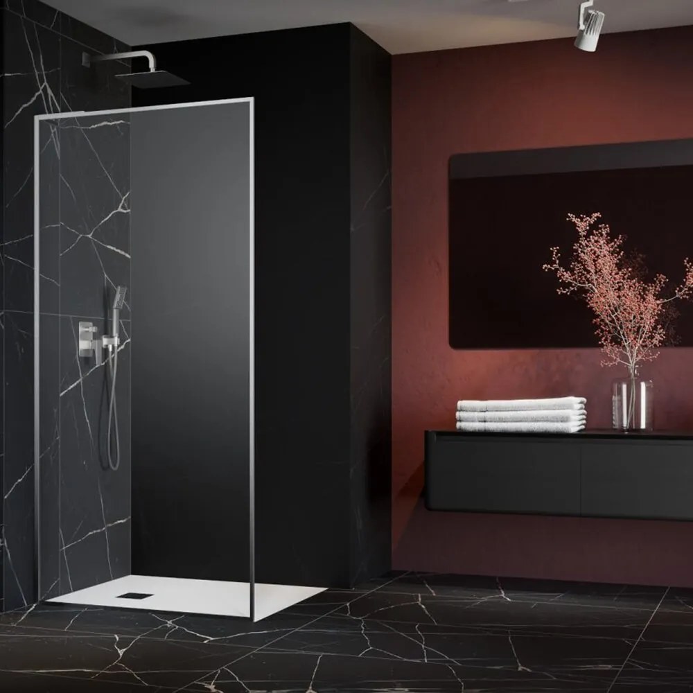 Paravan de dus tip Walk-in Radaway Modo F SL II nichel periat-transparent 75 cm sticla securizata 8 mm stanga