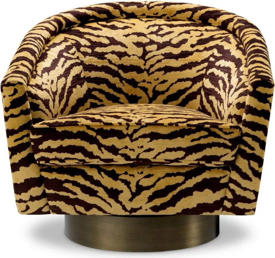 Fotoliu pivotant design lux Catene, model tigrat maro
