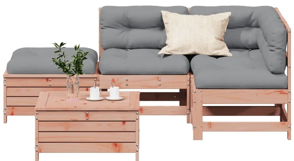vidaXL Set mobilier de grădină cu perne, 5 piese, lemn masiv douglas