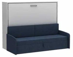 Set pat rabatabil dublu orizontal DIVA COUPLE (140X190) - Alb Mat cu canapea DIVER (75X206)