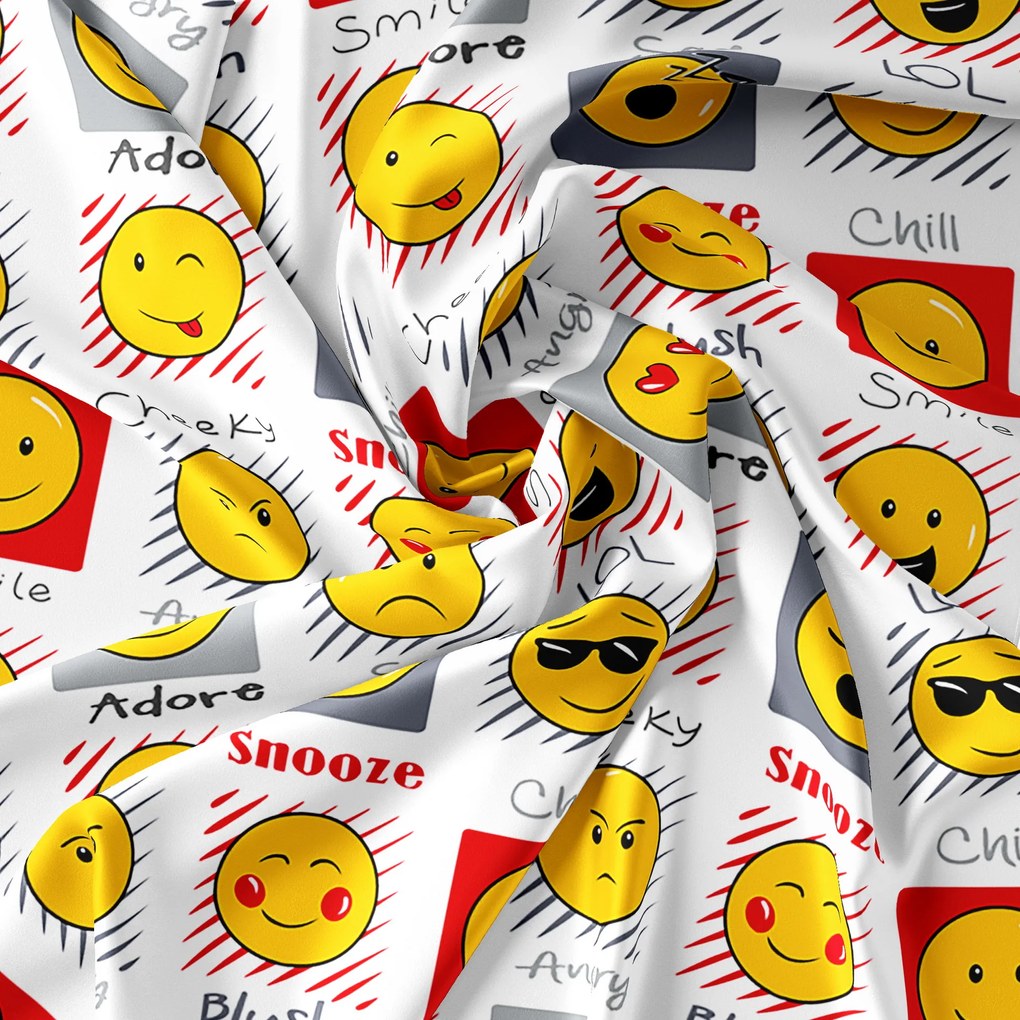 Lenjerie de pat din microfibra alba, EMOJI EMOTIONS Dimensiune lenjerie de pat: 2 buc 70 x 90 cm | 200 x 220 cm
