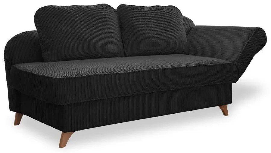 Șezlong gri antracit cu tapițerie din catifea reiată (cu colț pe partea dreaptă) Chic Charlotte – Miuform