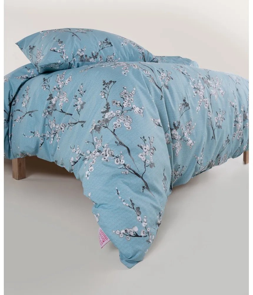 Lenjerie de pat albastră din bumbac ranforcé pentru pat dublu, extinsă 240x220 cm Blue Floral – Mila Home Luxury