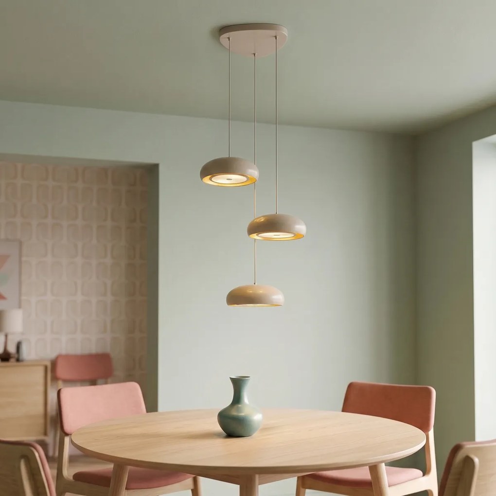 Lampă suspendată retro Taupe cu abajur metalic cu 6 lumini - Macaron