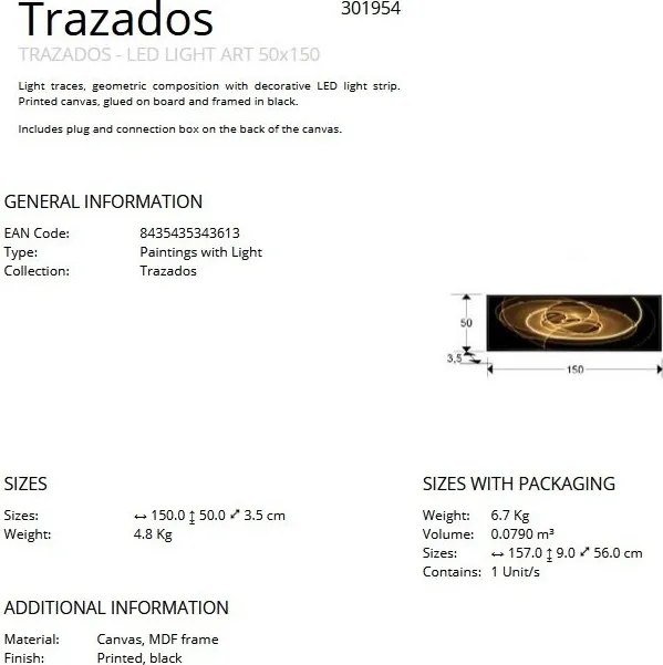 Tablou de perete decorativ cu iluminat Trazados