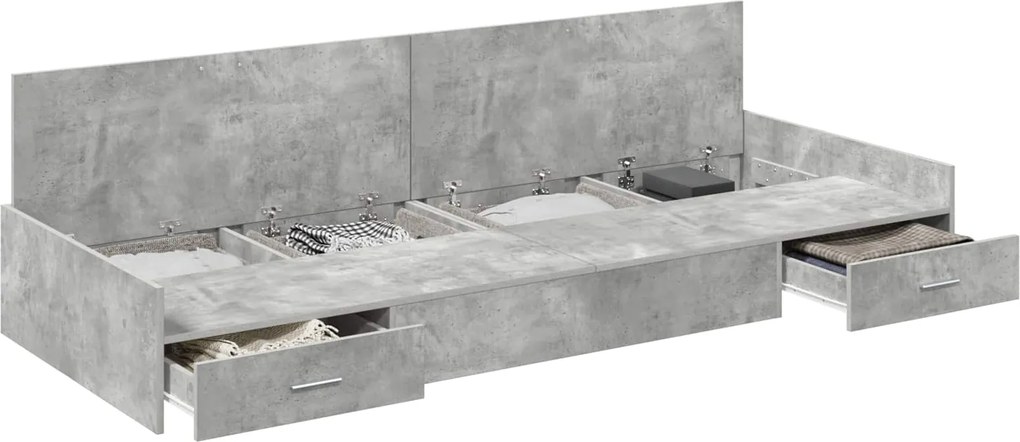 vidaXL Cadru de pat cu sertar Gri din beton 90 x 200 cm Lemn compozit