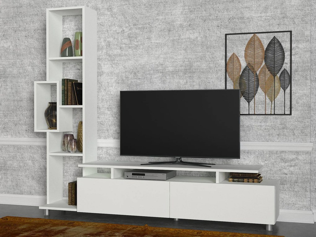 Masă TV/dulap cu raft Tullia (alb). 1062686