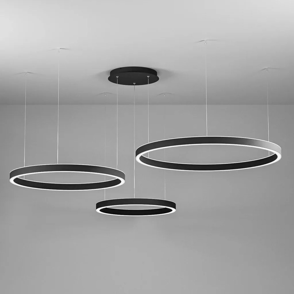 Lustra LED circulara cu 3 inele 96/80/60cm CRISEIDE alb, negru sau auriu