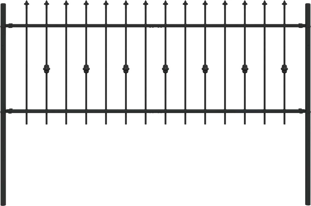 vidaXL Gard cu țărușe Negru 200 x 130 cm Oțel vopsit electrostatic