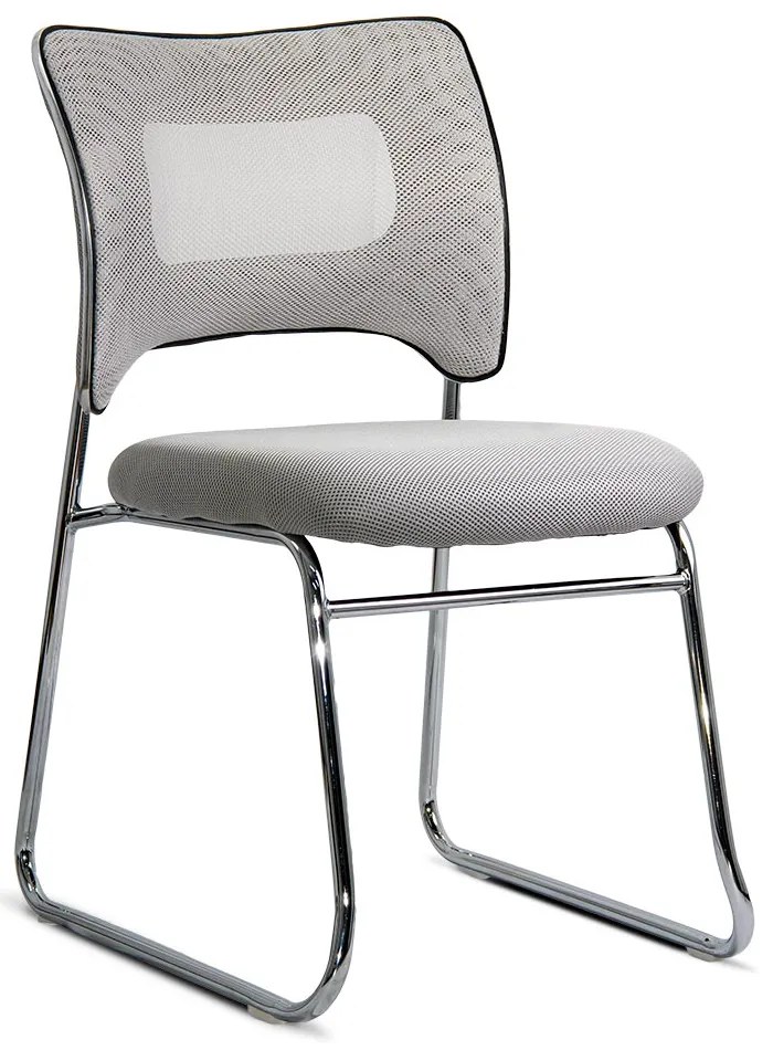 Scaun vizitator gri deschis HRC 613F mesh cadru cromat