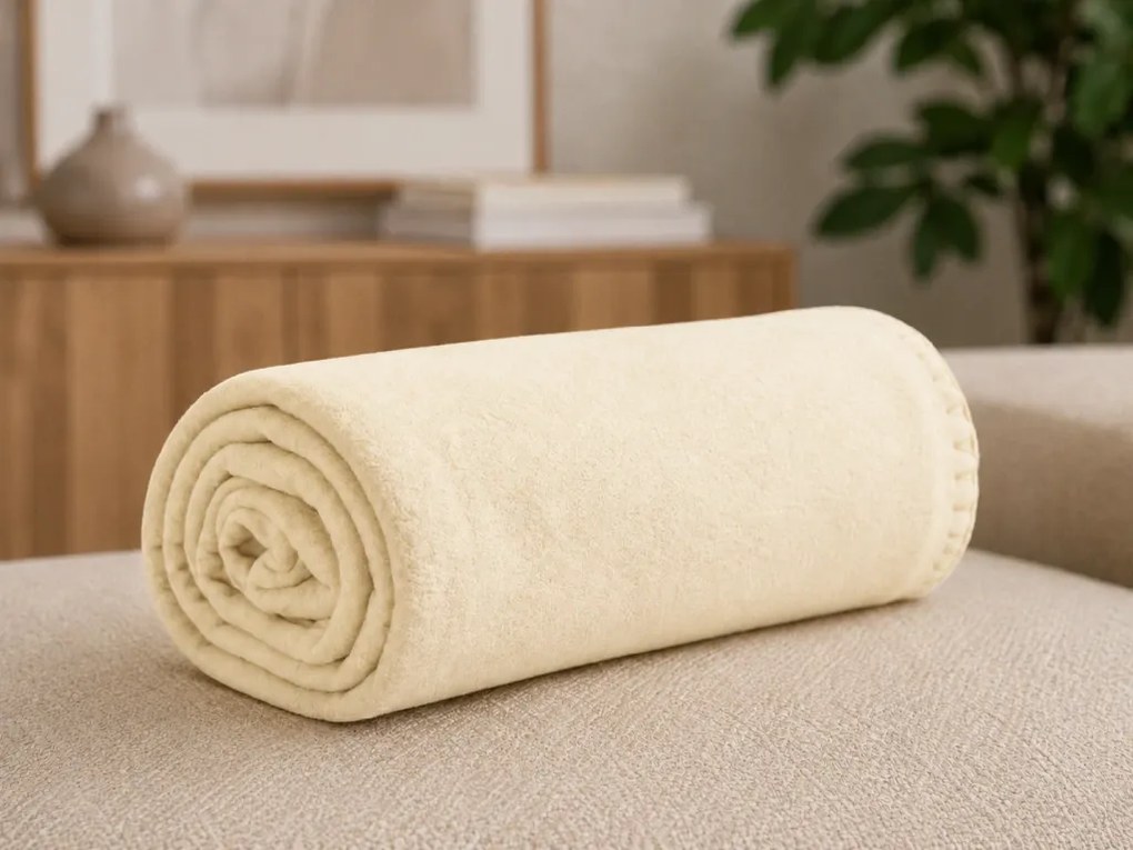 Patura fleece FLEORA, crem Dimensiune: 150 x 200 cm