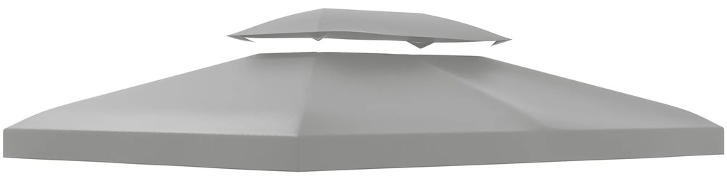 Outsunny Copertina pentru cort 4x3 m cu 2 niveluri, copertina pentru cort din poliester anti-UV cu chingi din Velcro, gri deschis
