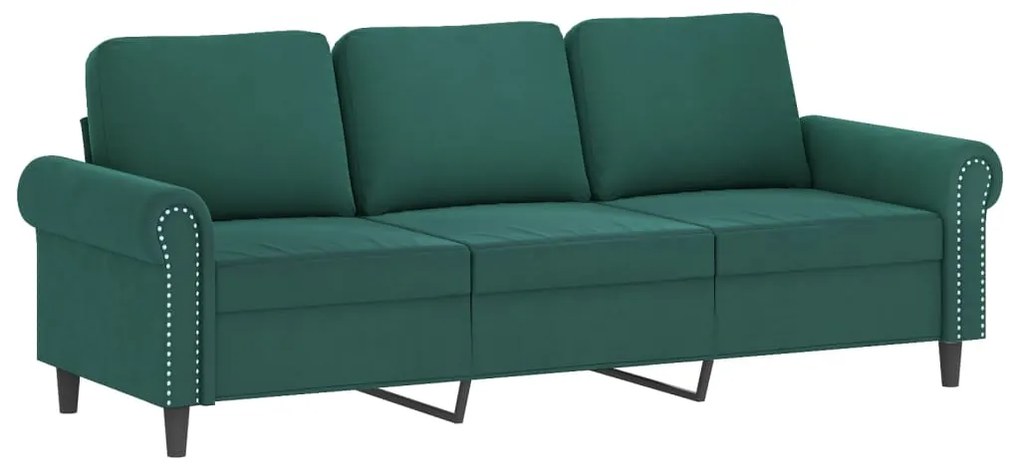 359541 vidaXL Canapea cu 3 locuri, verde închis, 180 cm, catifea