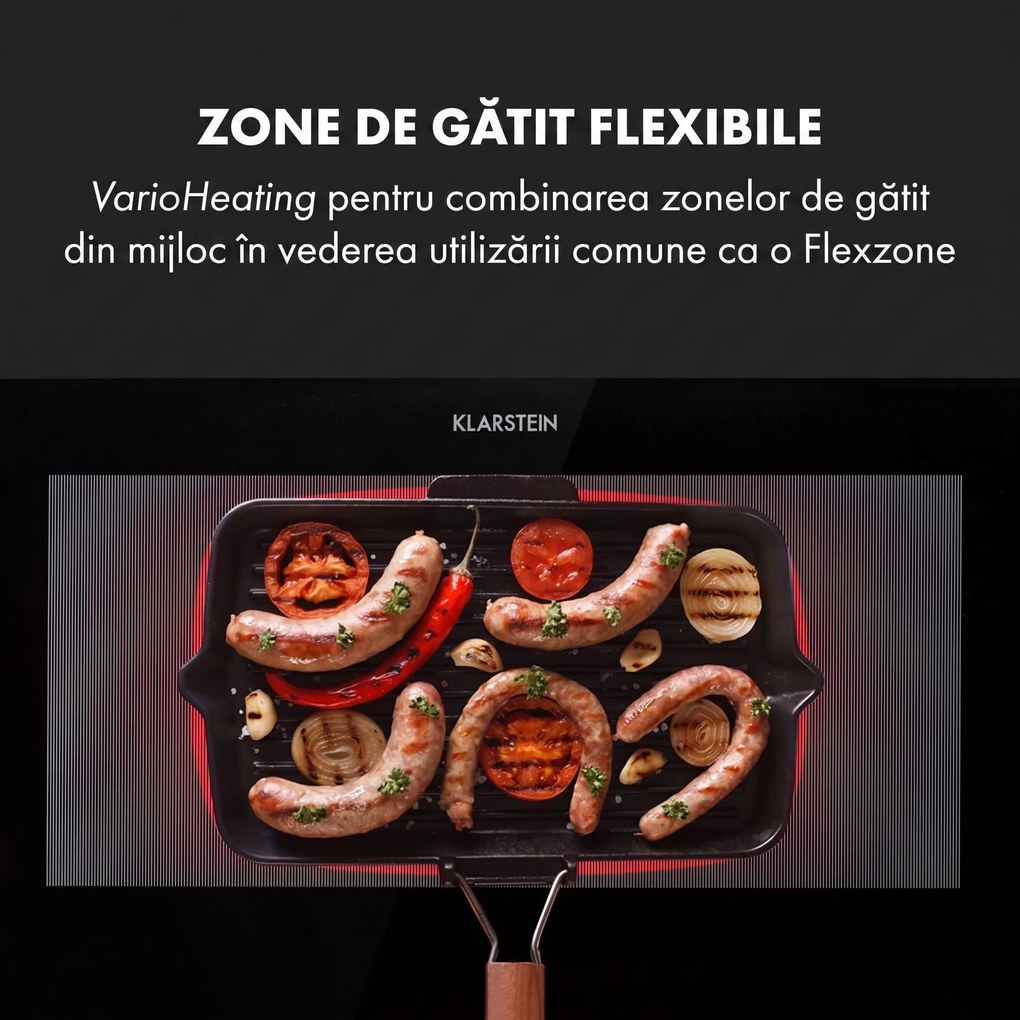 Klarstein Delicatessa 90 Slim, plită incorporabilă, cu inducție, 4 zone, 7000 W, de sine stătătoare